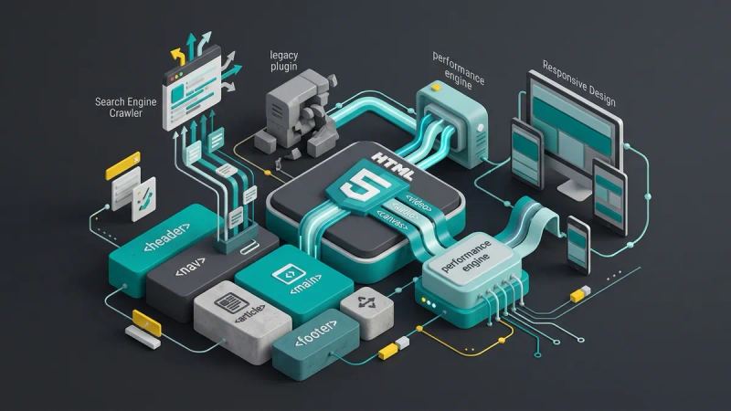 Illustration for the article: How HTML5 shapes SEO and performance on the modern web