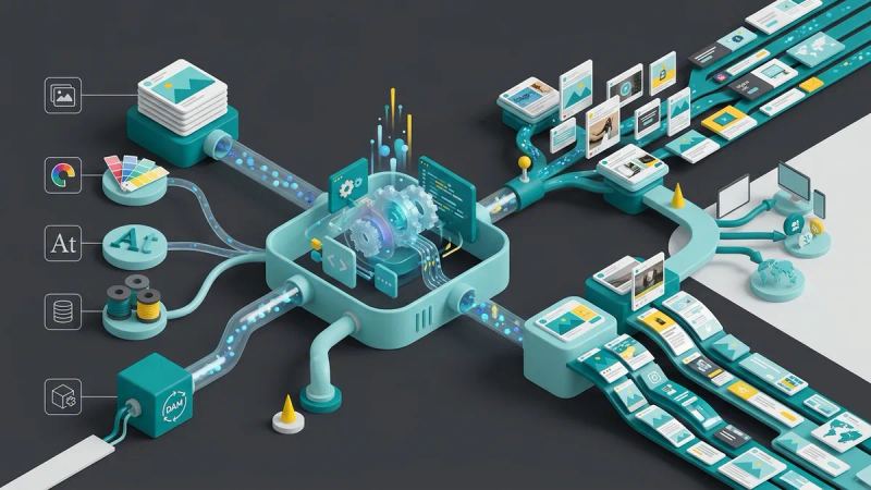 Illustration for the article: What is a creative automation platform? Key features