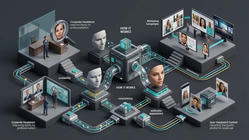 Illustration for the article: AI face enhancer: how it works and when to use it