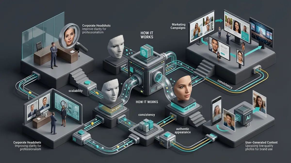 Illustration for the article: AI face enhancer: how it works and when to use it