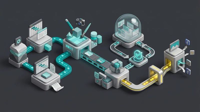 Illustration for the article: MarTech workflow for content production