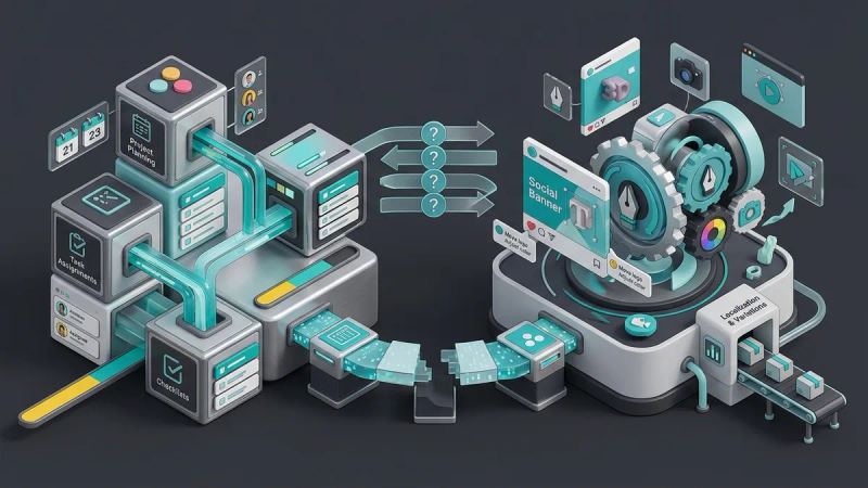 Illustration for the article: Asana for marketing: pros and cons for creative work