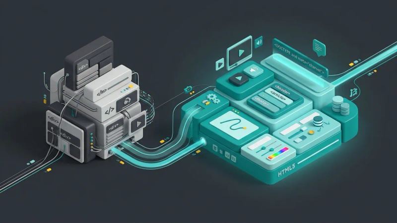 Illustration de l'article : HTML vs HTML5, différences clés et nouveautés (2026)