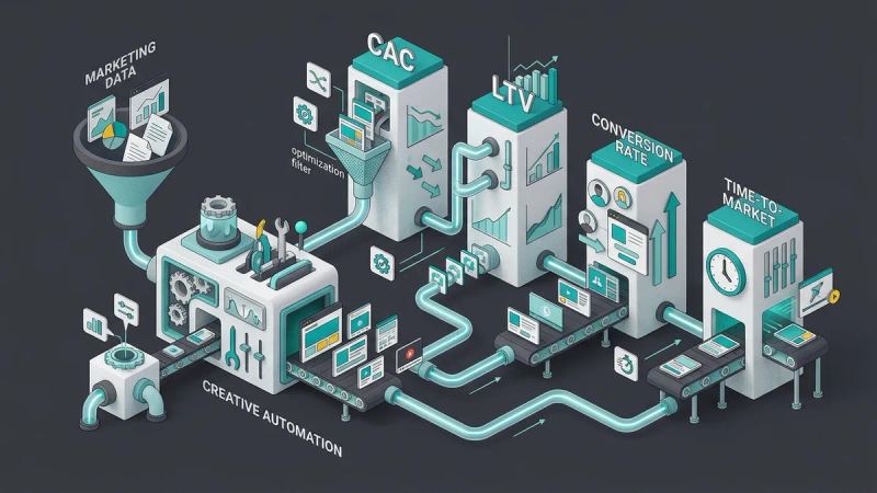 Illustration for the article: SaaS marketing KPIs: the effect of creative automation