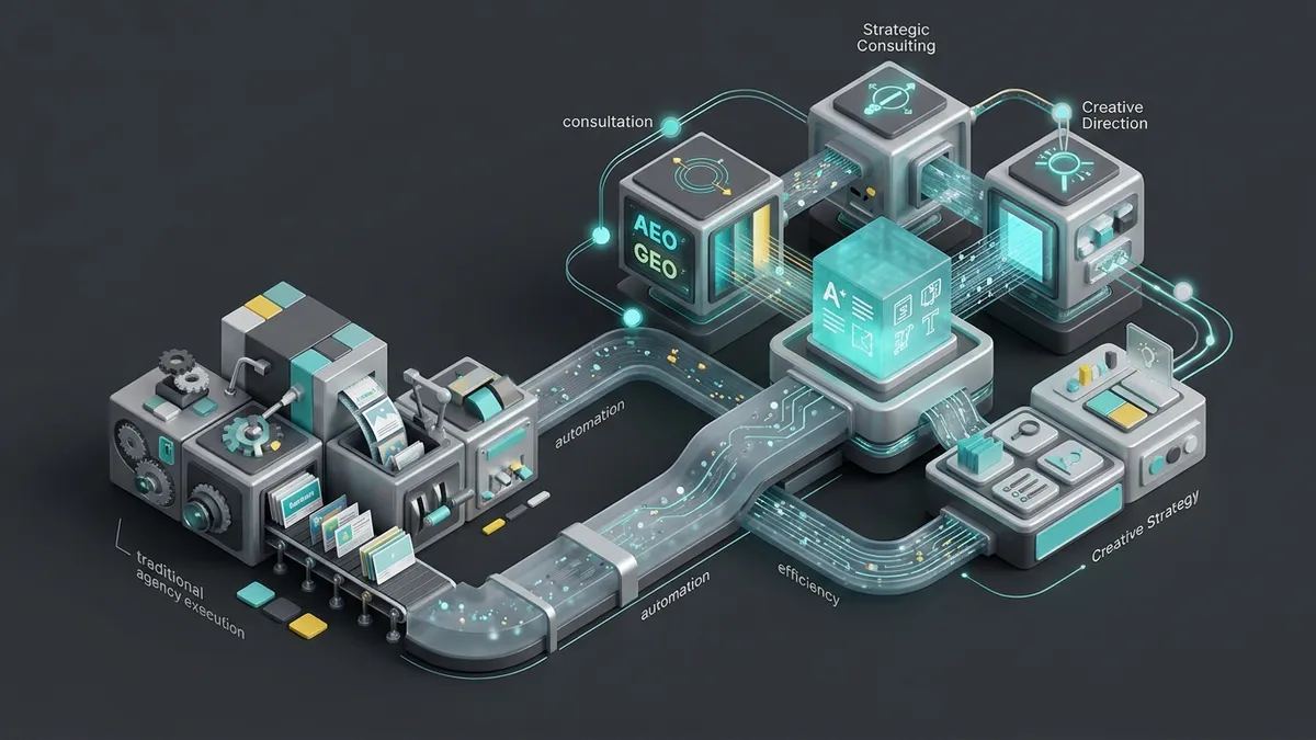 Illustration for the article: The Future of Agencies in the Age of AI and Automation