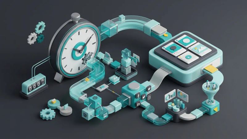 Illustration for the article: How to free up time for social media strategy