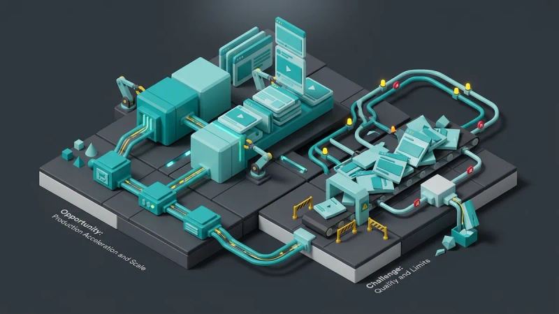 Illustration for the article: AI and content creation: opportunities and limits