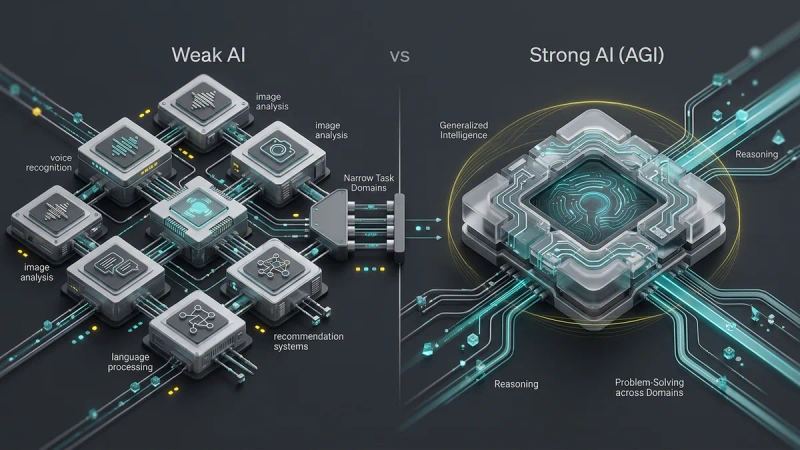 Illustration for the article: Strong AI vs weak AI: definitions and differences