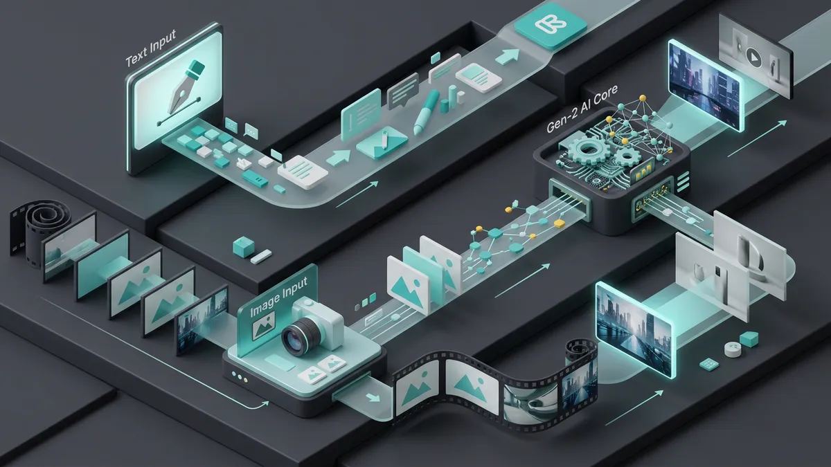 Illustration for the article: Runway gen-2 explanation: text/image-to-video generation explained