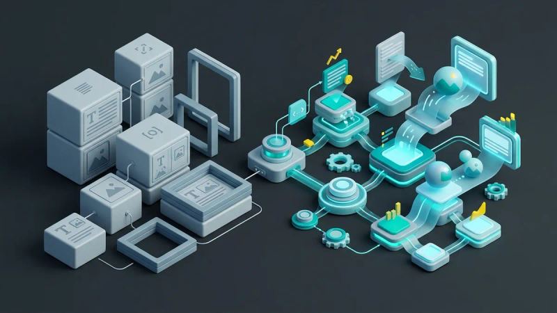 Illustration for the article: Template-based content creation: basic vs smart templates