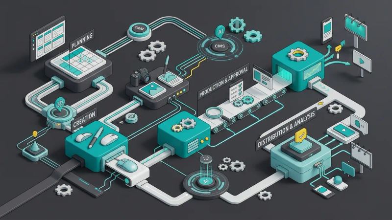 Illustration for the article: Marketing content supply chain: how to streamline it