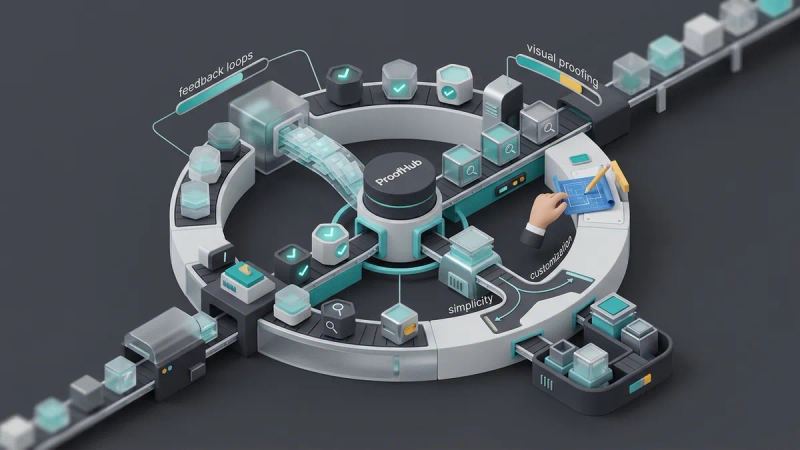 Illustration for the article: ProofHub: project management and proofing, pros and cons