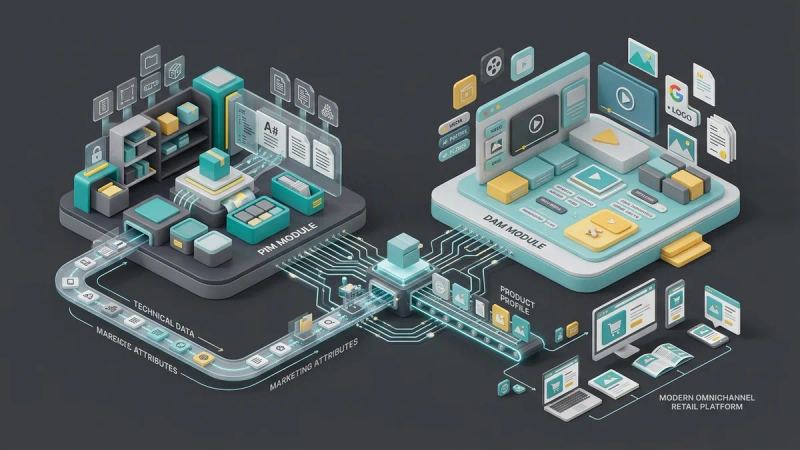 Illustration for the article: PIM and DAM: connecting product data and digital assets