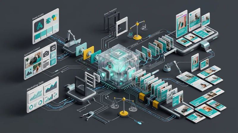 Illustration for the article: AI ad generator: features and limits
