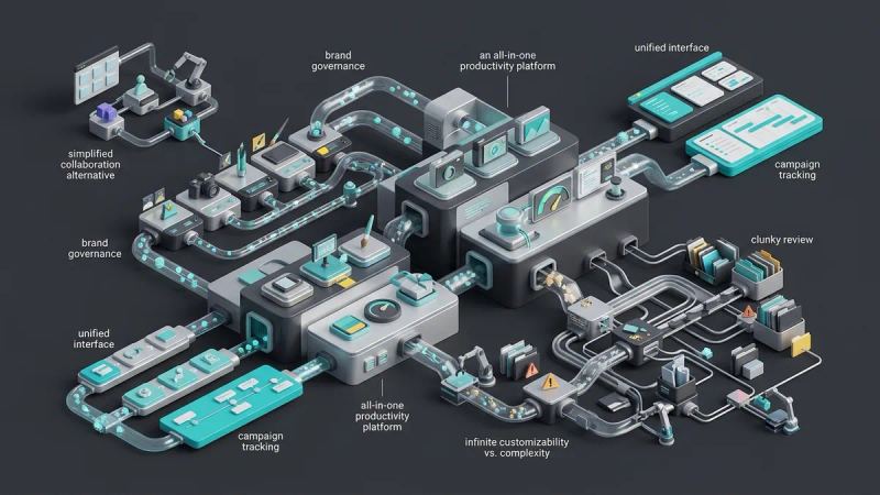 Illustration for the article: ClickUp for creative workflows: pros and cons