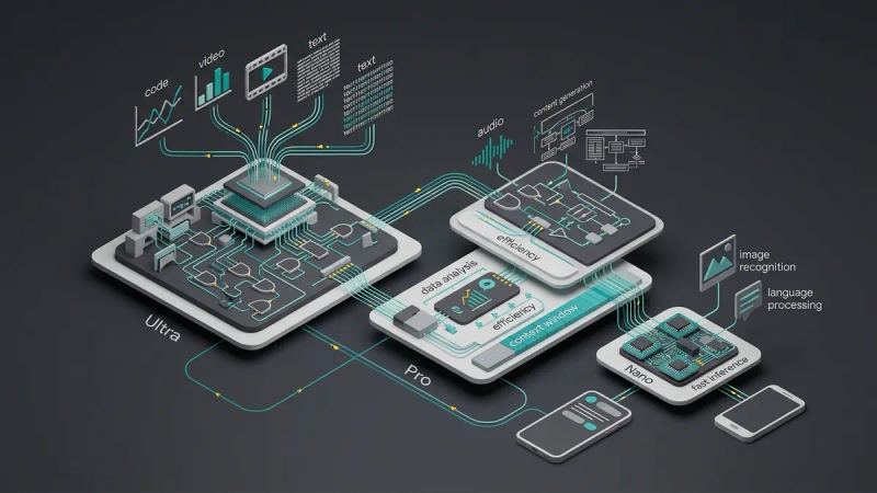 Illustration for the article: Google Gemini family: Ultra, Pro and Nano models explained