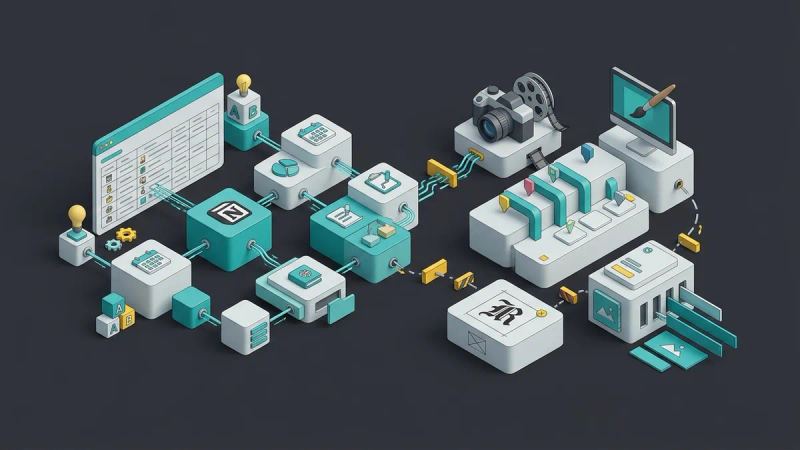 Illustration for the article: Notion for marketing: pros and cons