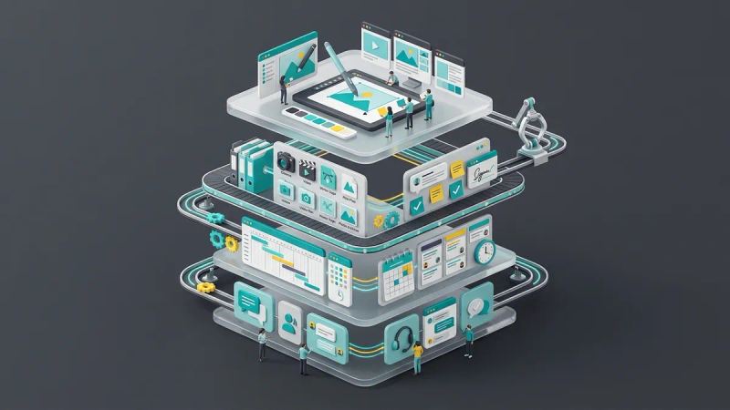 Illustration for the article: Marketing collaboration tools in 2026: the 5 layers of the stack and how to choose