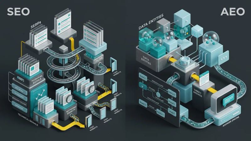 Illustration for the article: SEO vs AEO: the difference explained