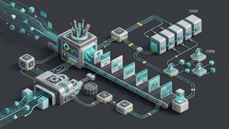 Illustration for the article: Marketing automation API: connecting content creation